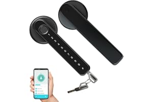 XENOCAM Fingerprint Door Lock, 5 in 1 Smart Door Knob with Smart App Fingerprint IC Cards Password Backup Keys Fingerprint Door Knob with Keypad for Bedroom, Office, Apartment
