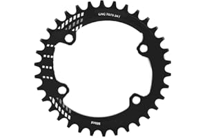Tbest Narrow Wide Chainring 96mm BCD 32T 34T 36T 38T Bicicletta Singola Catena Anello Guardia Compatibile M6000 M7000 M8000 Shimano Mountain Bike (Rosso/Nero, Lega di Alluminio)