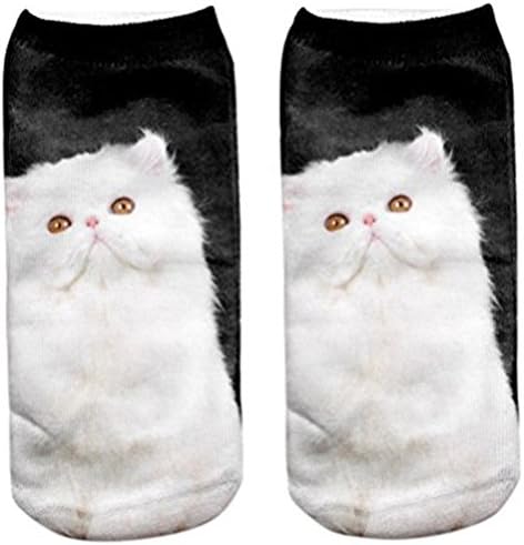 Xiaoqing 3D Printed Animal Women Socks Cute Cat Unisex Low Cut Ankle Socks 1 Pair Persian