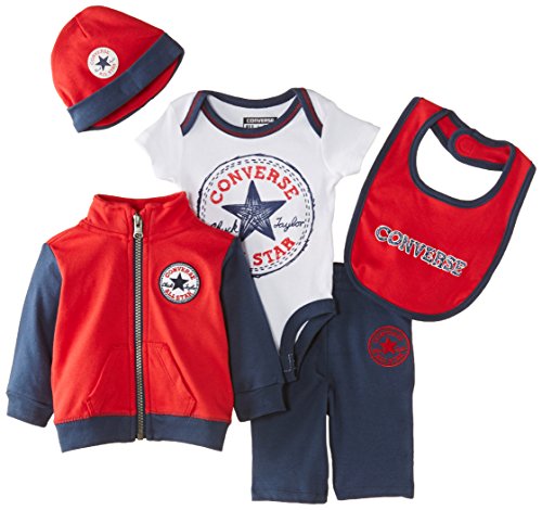 Converse Baby-Boys 5 PC Boxed Clothing Gift Set, Blue (Converse Navy), 9-12 Months