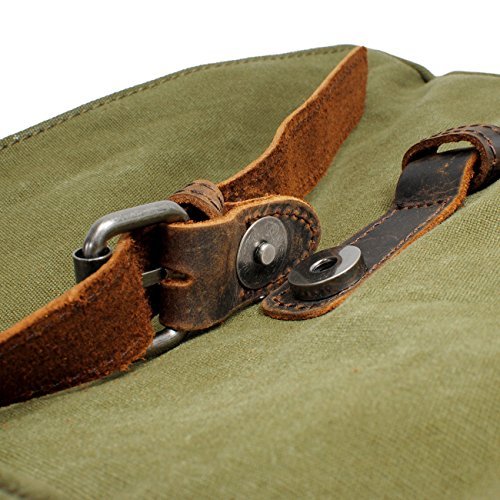 Y-DOUBLE Fashion Segeltuch Leder Canvas Vintage-Stil Unisex Junge Reisetasche Wandertasche 15 inch Laptop Rucksack für Studenten Freizeit - 7