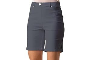 Roman Originals Stretch Shorts for Women UK Ladies Pull On Turned Hem Cut Off Bengaline Mom Boyfriend Boy Denim Casual Cropped Pants Capri Slim Fit Turn Up Summer Crops Mother