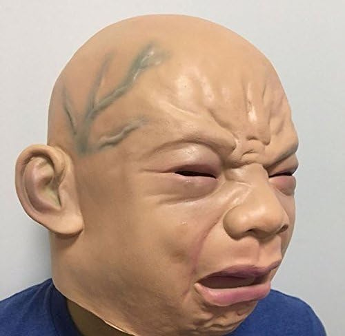 URChic Novelty Halloween Costume Party Latex Head Mask Scary Cry Face Ghost Baby Full Face Mask Men Women Adults Terror Party Mask Decoration