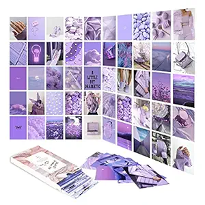 SHAFIRE Aesthetic Posters, Suitable for Room Decoration Wall Collage Kit aesthetic, Girl's Aesthetic Room Decor (50 Pieces, Purple)