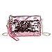 Produktbild Mode Frauen Pailletten PU Leder Umhängetasche VENMO Münztasche Handytasche Messenger Bag Damenmode Herzförmige Pailletten Handtasche Schultertasche Kleine Tote Damen Geldbörse (Pink)
