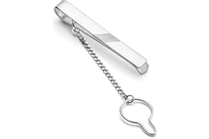 STERLL Spilla Per Cravatta Da Uomo In Argento 925 Con Design Spazzolato E Catena Di Sicurezza