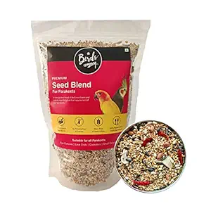 The Birds Company Premium Seed Blend of 9 Grains & Nuts, Fortified with Spirulina & Cuttlefish Bone, Bird Food for Parakeets, Budgies, Lovebirds, Cockatiels, 900 g