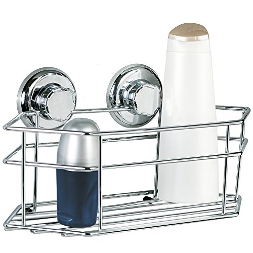 Tatkraft Megalock WandRegal Badezimmer Dusche Einreihig 30.5X15.5X10.5 cm Stahl Verchromt 2 Saugschrauben Ø 73 mm