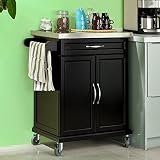 SoBuy® Luxus-Küchenwagen mit Edelstahltop, Küchenschrank, Kücheninsel,Schwarz, B66xT46XH92cm FKW13-SCH - 2