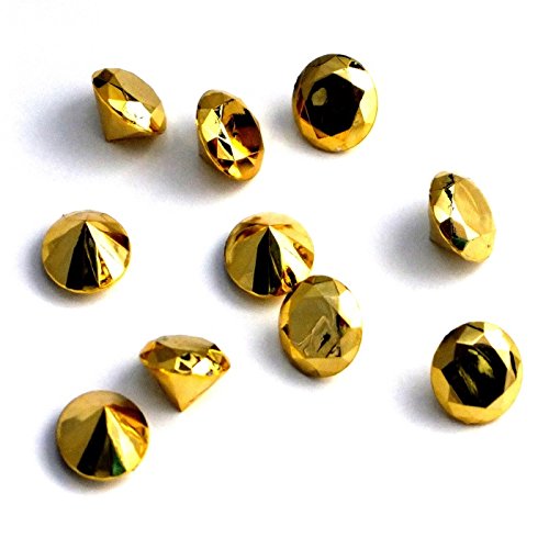 SiDeSo® Dekosteine 50 Stück 20mm 2cm Diamanten Acryl Tischdeko Hochzeit (gold)