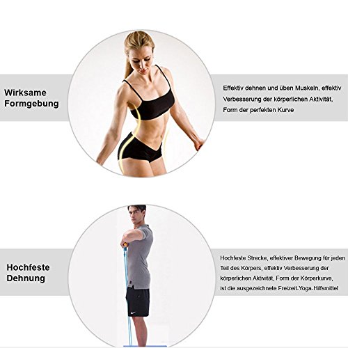 Sunmoch Multifunktionale Bauchtrainer Latex Schlauch einstellbar Fußpedal Zugseil 5 Aktien Knirscht Fitness Seil - 8