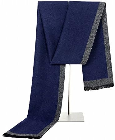 Mens Scarf Simulation Silk Brushed Scarf Warm Simple Simple Generous Color Border Scarf,C