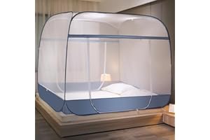 WENSCHA Tranquility Blue Collapsible Mosquito Net Bed Canopy 180x170x200 cm Portable Travel Single/Double Pop Up Camping Tent Mosquito Nets…