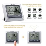 Topop 2 Stücke Barbecue Grill Thermometer Bratenthermometer Ofenthermometer und Digital Zeitmesser mit großem LCD-Display, 304 Edelstahl-Sonde, BBQ Smoker Thermometer für das Kochen, Indoor / Outdoor-Grill, Backofen / Fleisch / Pute / Steak - 