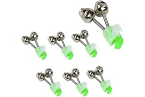 KLOPINXINGH Fishing Bells Fishing Alarm Light Luminous Twin Bells Plastic Fishing Bells Clips Fishing Rod Alarm with Dual Alert Bells Fishing Bite Alarm Indicator On Fishing Rod (6 Green Ones)