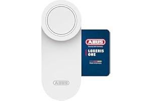 ABUS Türschlossantrieb LOXERIS One - smartes Öffnen und Schließen der Eingangstür per App - elektronisches Türschloss mit Zugangskontrolle - batteriebetriebenes Smart Lock ohne Kabelziehen - Weiß