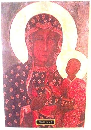 Canvas print of the Black Madonna of Czestochowa. Ready-to-hang wall picture, Professionally stretched on a canvas frame, printed image on pure canvas fabric, beautiful canvas print. With an elegant Madonna brass plate hand engraved by craftsmen Printed.On canvas fabric. **.* NEW ***