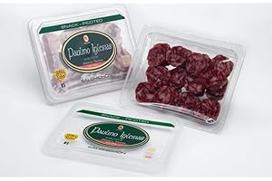 ‎PI PAULINO IGLESIAS Salami wurst. Salchichon Extra aus Spanien. 9 Salchichon terrinen x 120 Gramm (1,08 kg). Salziger Snack, ideal zum Teilen mit Familie/Freunden. Hausgemachte. Handwerkliches Produkt. Spanische würste.