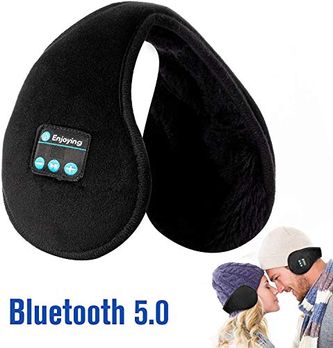 Ear Muffs Winter - Navly Ear Warmers Foldable,Warm Windproof Cozy Fleece Earmuffs for Women Men,Bluetooth V5.0 Music Earmuffs Without Using Extra Headphones in Winter Outdoor(Black)
