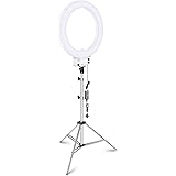 Neewer 18-inch White LED Ring Light with Silver Light Stand Lighting Kit Dimmable 50W 3200-5600K with Soft Filter, Hot Shoe A