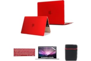 Se7enline Compatible with MacBook 12 inch Case Model A1534/A1931 2015/2016/2017/2018/2019 Version Laptop Hard Shell Protective Case&Sleeve Bag&Keyboard Cover Skin&Screen Protector,Red