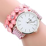Soulitem CCQ Damen-Armbanduhr, Kristall, Blume, Quarz, PU-Leder, Armband