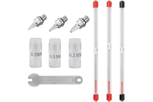 Favengo 7 Pcs Kit Pistolet Pulvérisateur Aérographe Buse et Aiguille de Pulvérisation 0.2mm/0.3mm/0.5mm avec Clé pour Aérographe Peinture Fine Art Décoration de Gateaux Tatouage à l’Aérographe