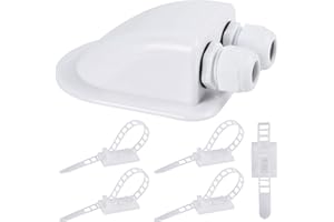 FBBULES Passe-Toit 2 Entrées, Passe-câble en ABS, Double Presse-étoupe Solaire, Boîtier d'entrée de Câble étanche IP68, avec Gestionnaire de Câble Auto-adhésif, pour Camping-Car, RVs, Boats Yacht