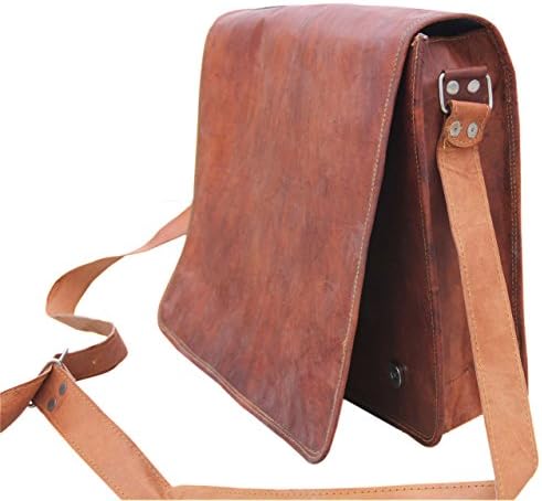 HandMadeCart Genuine Natural Leather Messenger Bag (for 13" Macbook or Laptop) Briefcase, School bag, Shoulder bag, Book bag