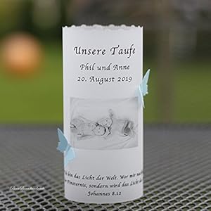 8x Lichthülle Windlichter Tischdeko mit Foto Zwillinge zur Taufe Handarbeit binnbonn