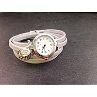 Uhr Silber Grau Blüte Weiß