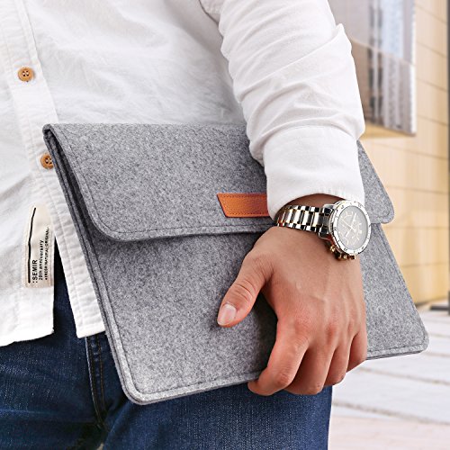 MoKo 10-11 Zoll Tablet Filz Sleeve Hülle – Ultrabook Laptoptasche Notebooktasche Laptop Schutzhülle Tasche mit Karten-Slot / Kleine Filz Bag für Acer One 10.1″ / ThinkPad 10 10.1″ / Surface 3 10.8″, Hellgrau - 7