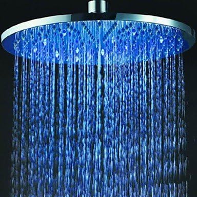 16" Temperature Control 24-LED RGB Light 304 Stainless Steel Wire Drawing Processing Round Shower Head - Silver