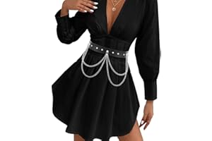 Ushiny Punk Lesther Waist Chain Belt Black Gothic Body Wide Waist Belt Layered Body Jewellery for Cosplay Party Rave Halloween Costume