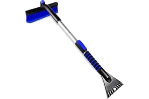 ‎SEAAES SEAAES Auto Eiskratzer, 2 in 1 Auto Reinigungsbürste Schneebürste Schneebesen Drehbarer Bürstenkopf mit Ergonomischem Schaumstoffgriff für Auto SUV LKW Windschutzscheibe (Blau)