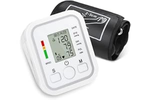LVOZIZE Tensiometro de Brazo, Medidor de Tension Arterial Brazo con Transmisión de Voz, Tensiometro de Brazo Digital 2X99 Memoria, Tensiómetro de Brazo para Uso Doméstico (Brazalete 22-32cm)