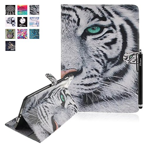 iPad Air Hülle, Deenor Bunt Painting und Stilvoll Brieftasche Tasche PU Leder Flip Protective Stand Tasche Schutzhülle Hülle für Apple iPad Air (2013 Version).[Tiger]