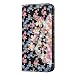 Produktbild Hozor Apple iPhone 7 Plus (5,5 Zoll) Hülle - Hybride Bunter Blumen Muster & Diamant Serie Flip Case Schutzhülle PU Lederhülle Luxus Elegant Glänzend Etui