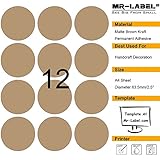 Mr-Label blanco etiquetas de café Kraft - 63,5 mm (diámetro) - Para láser y de inyección de tinta de impresora - A4 hojas (10 hojas)