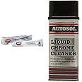 Autosol Chromed Plastic Cleaner, Paste Non-abrasive Chrome Cleaner Plastic Polish for Home, Bike, Boat and Car Cleaning 75ml Tube & 0401A 250ml Liquid Chrome Cleaner