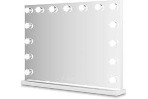 Bayt Lustro do Makijażu LED – Lustro Hollywood z Podświetleniem – Ściemnialne – 3 Kolory Światła – Ekran Dotykowy – 58x46 cm – Białe