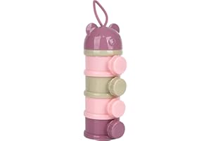 GLAITC Milchpulver Portionierer Baby,Tragbare 4 Schichten Stapelbare Formel Spender mit Silikongriff, Milchkasten Baby Portionierer Pulver Baby Milchpulver Box, BPA Frei (Rosa)