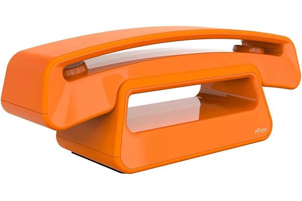 ALCATEL Epure Iconic - Téléphone Fixe sans Fil DECT - Design Vintage - Grand Écran Graphique Haute Lisibilité - Mains Libres - Fonction Blocage des Appels - Orange