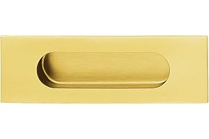 JUVA Muschelgriff Schiebetür eckig Einlassgriff oval Schiebetürgriff Edelstahl Messing poliert - H10322 | Möbelgriff Gold PVD-beschichtet | 140 x 45 mm | 1 Stück - Griff-Muschel zum Einlassen im Holz