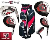 Wilson Prostaff Graphite Shafted HDX Irons & Graphite Shafted HDX Woods Super Deluxe Mens Complete Golf Club Set & Prostaff Black/Red Cart Bag Mens Right Hand (Limited Edition, Only available from The Golf Store 4u Ltd)