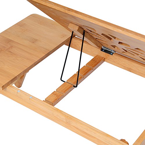 EUGAD Laptoptisch Notebooktisch PC Tisch mit Luftrillen und Ablage für Maus und Bücher höhenverstellbar ca.50 x 30 x 20-27cm BT10br - 5