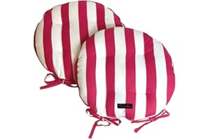 Ragged Rose Showerproof Circular Striped Outdoor Chair Cushion, 40 cm Diameter (Pink)