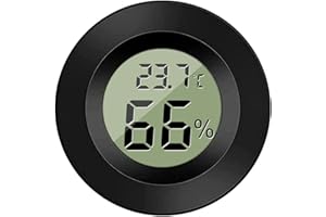 ZHITING Medidor digital de temperatura y humedad de forma redonda negra para interiores, higrómetro, pantalla LCD, grados Celsius °C para humidificadores, invernadero