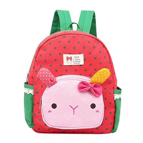 Preisvergleich Produktbild Longra Kinderrucksack Kindergartentasche Kindergartenrucksack Cartoon Kaninchen Rucksäcke Cartoon Kinder Schulrucksäcke Baby Jungen Mädchen Kleinkind Tier Schule Tasche Rucksack (Watermelon Red)