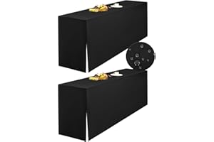 LYAFS 2er-Pack Schwarz Biertischhusse Wasserdicht-Stoff 220 x 50 cm Split-Design and Natürliche Hängekante Biertischhusse für Bierzeltgarnitur Blickdicht Waschbar Tisch für Hochzeit Party Bankette